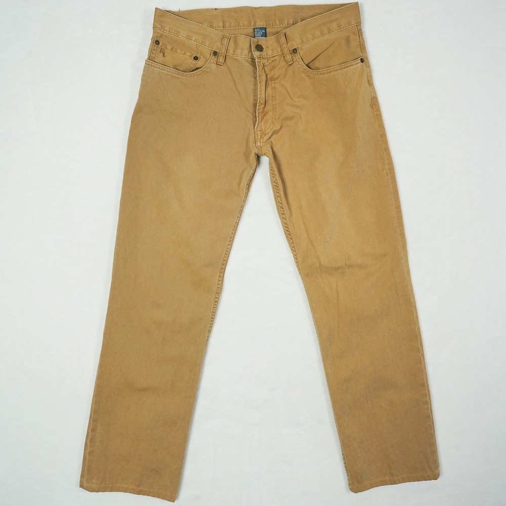 Polo Ralph‎ Lauren 650 Straight Leg Pants Mens 32x32 (Fits 32x30) Khaki Twill RL - Picture 2 of 9